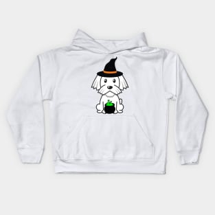 Cute white dog is a witch Kids Hoodie